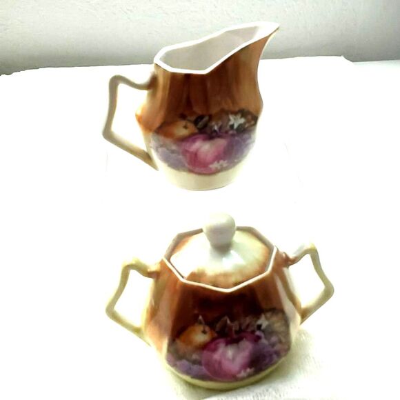 Delightful Fall Set of a Creamer and Covered Sugar Bowl~Vintage~
